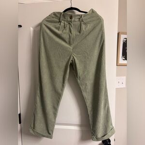 Women's Light Olive Corduroy Cropped Pants